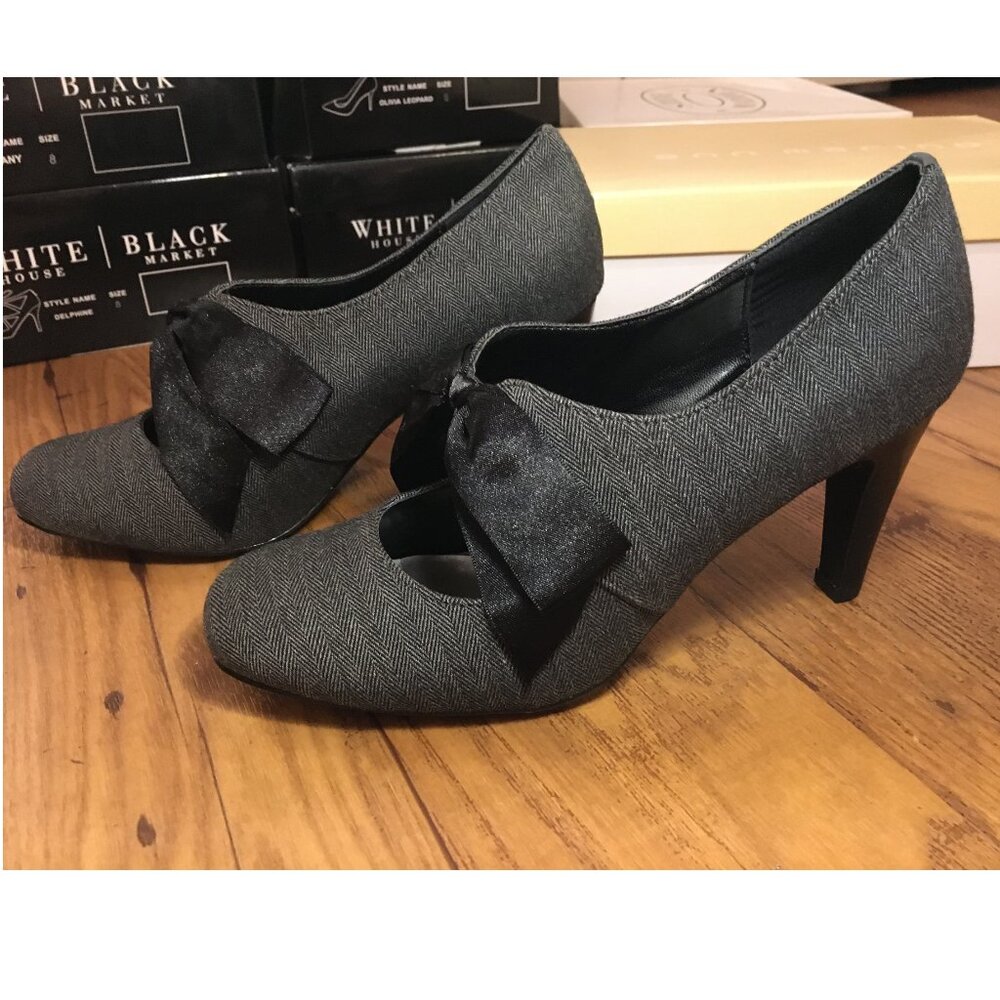 Ann Morino Lottery Bow Tweed Pumps - NEW Size 8